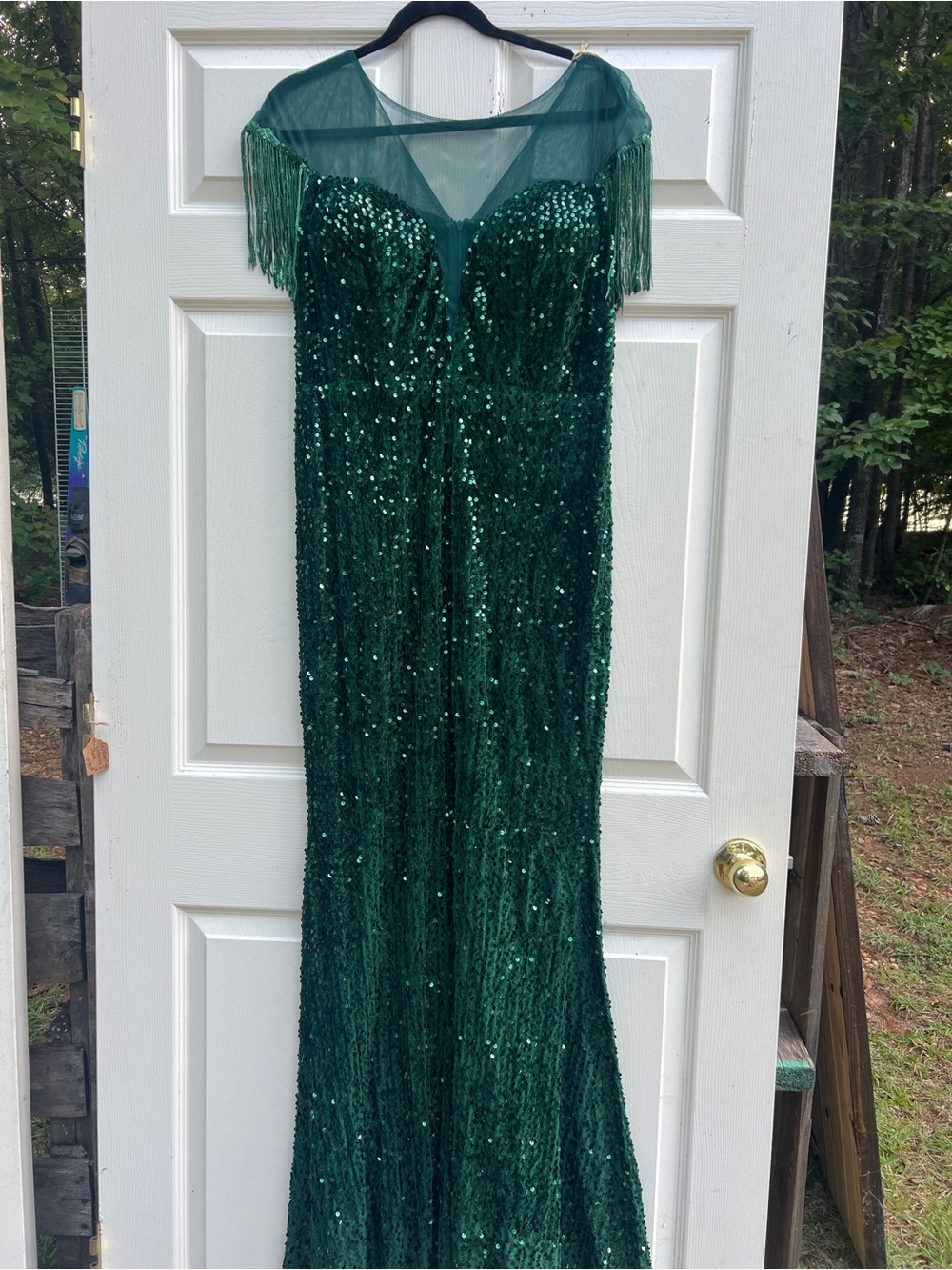 Emerald Green Sequin Evening Gown